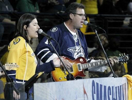 VINCE GILL WITH DAUGHTER JENNY  PERFORM AT PREDATORS GAME