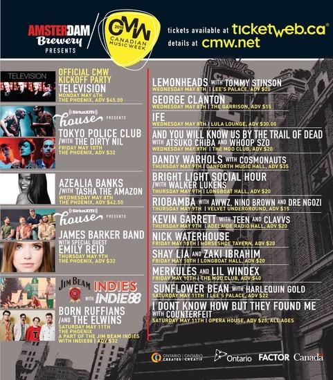 CMW Announces James Barker Band, Azaelia Banks, Tasha The Amazon, Emily Reid, Television And More