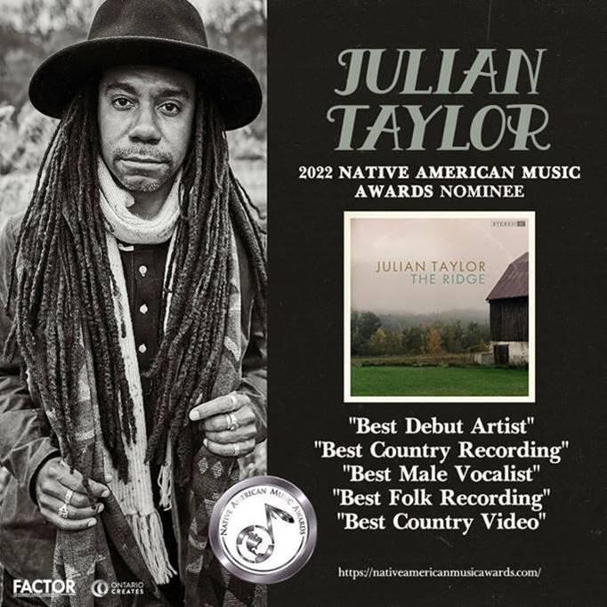 Julian Taylor Nominated For Five 2022 Native American Music Awards!